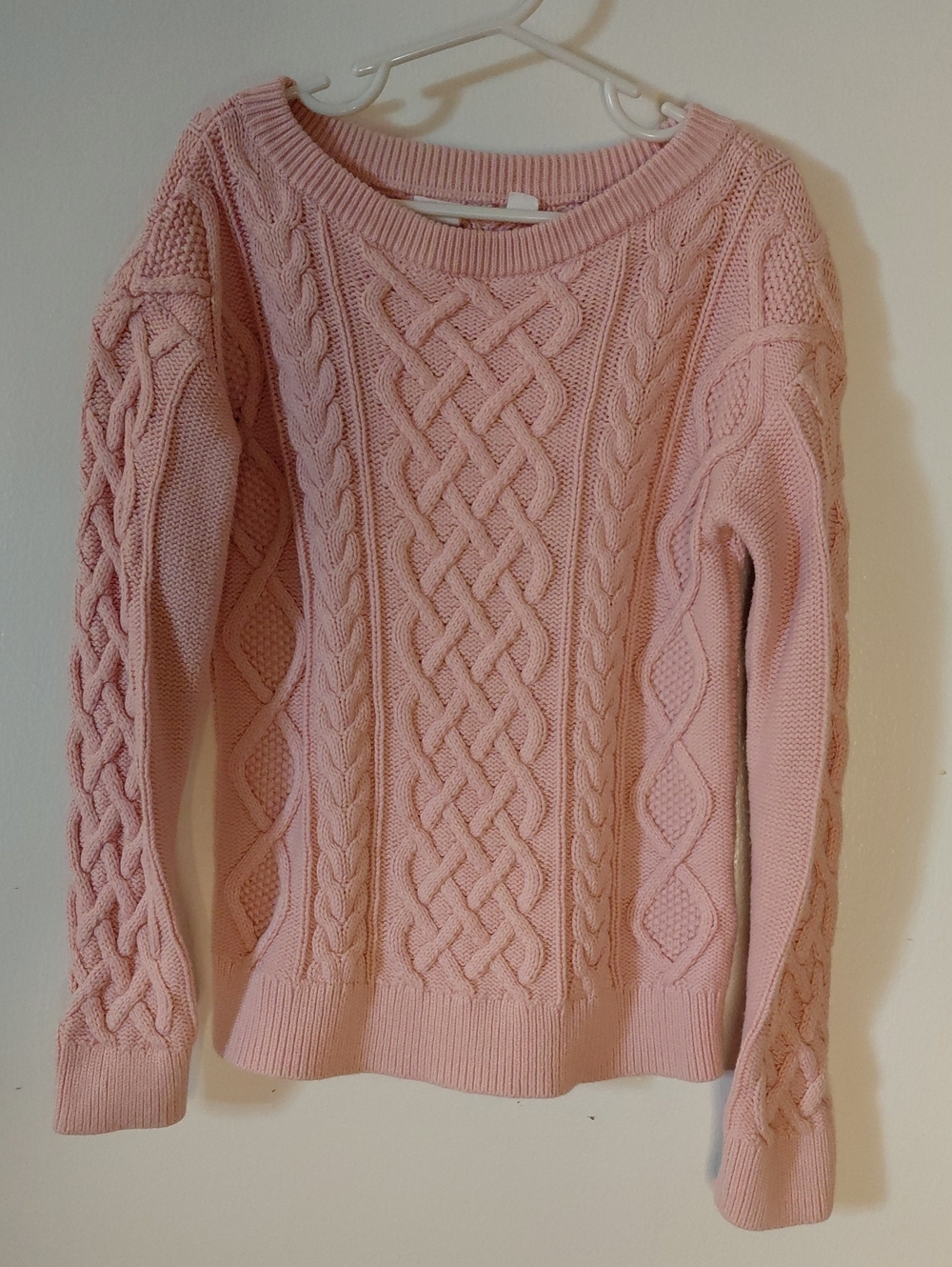 GAP Pink Cable Knit Crewneck Sweater
